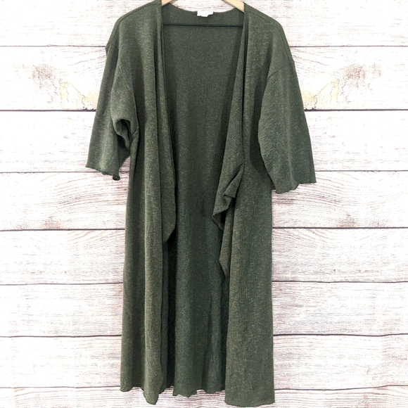 LuLaRoe Sweaters - Lularoe knit green "shirley" waterfall kimono